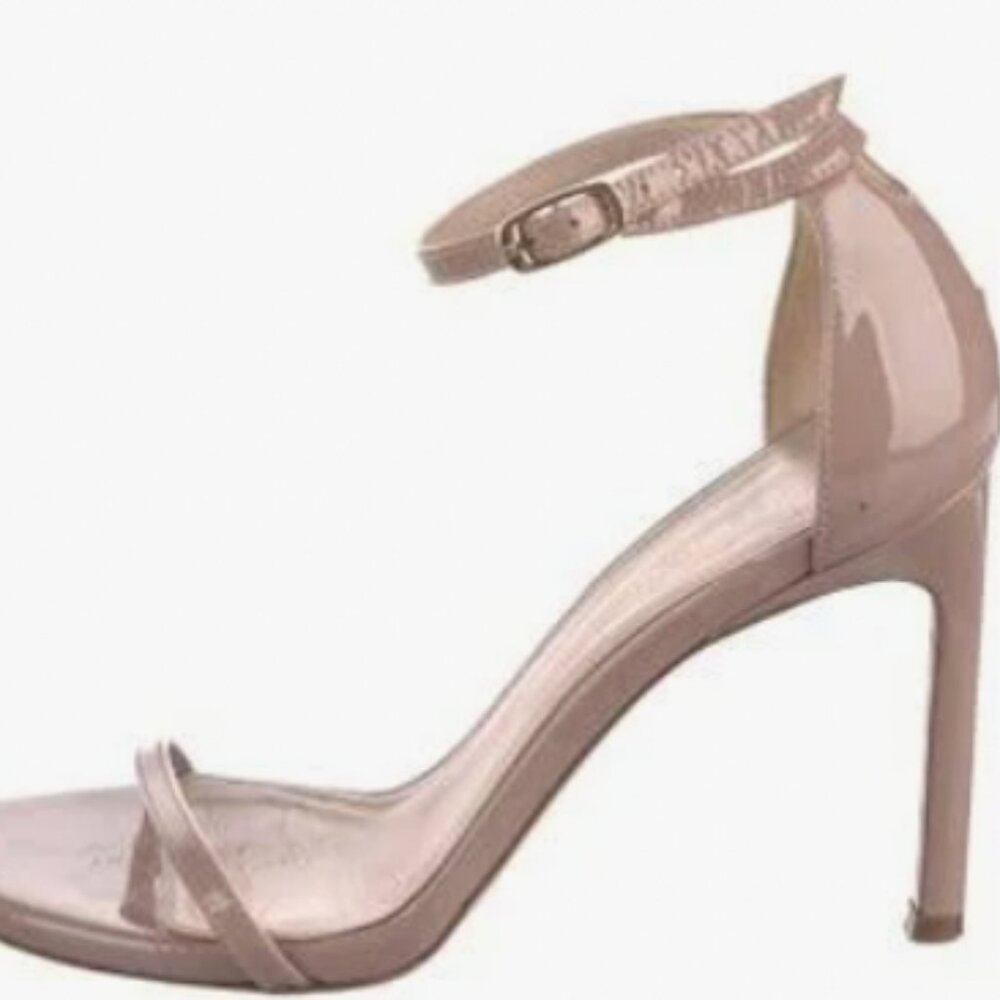 Stuart Weitzman Nudist Patent Leather Sandals- Nude